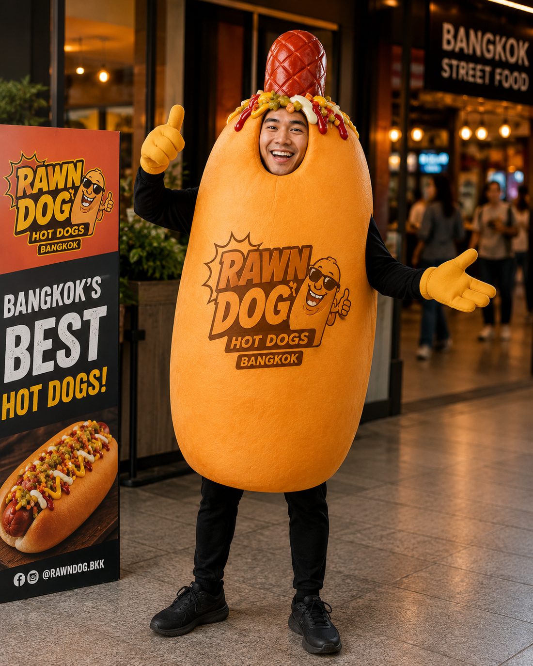 Rawn Dog mascot in costume
